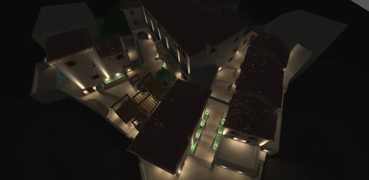 Facade render — courtyard