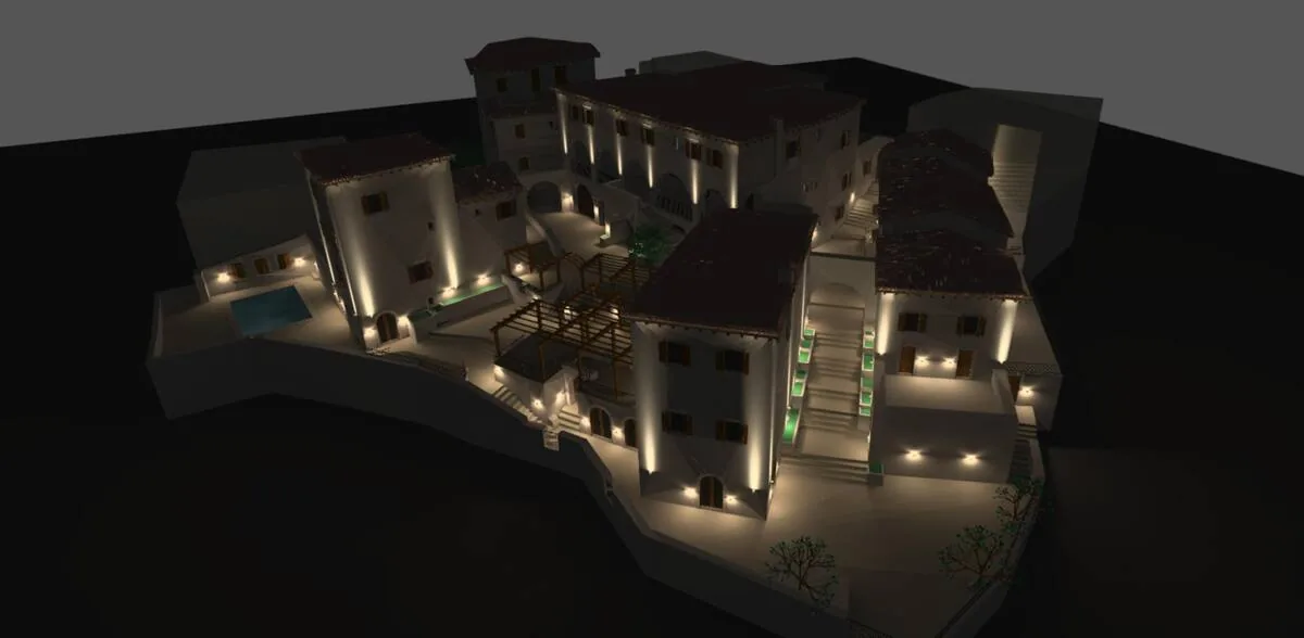 Palata Venecija aerial night render